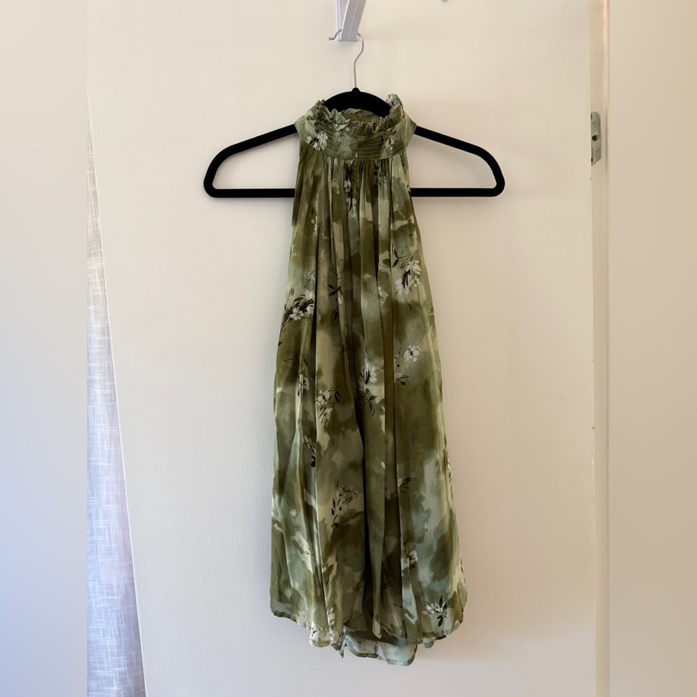 NWT Anthropologie Green Floral Halter Top